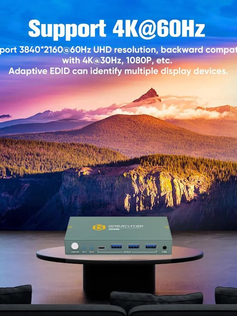 (NEW) HDMI KVM Switch 1 Monitor 2 Computers 4K@60HZ 2 Port KVM Switcher